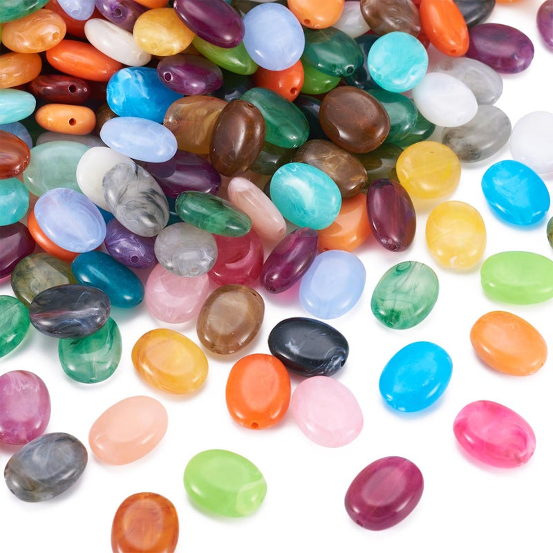 Craftdady Multi Colors Acrylic Oval Spacer Beads 15x19mm About 340Pcs Colorful Plastic Imitation Gemstone Plastic Loose Beads for Jewelry Making Hole: 2mm - Image 1
